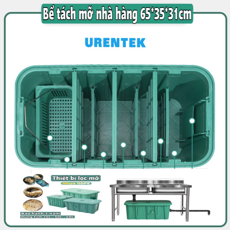 Bể tách mỡ 60L - bẫy mỡ nhà hàng Urentek