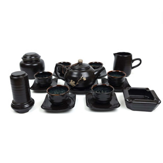 Bộ ấm chén uống trà Gốm Sứ Bát Tràng Linh Khang cao cấp nghệ nhân Tô Thanh Sơn men hỏa biến