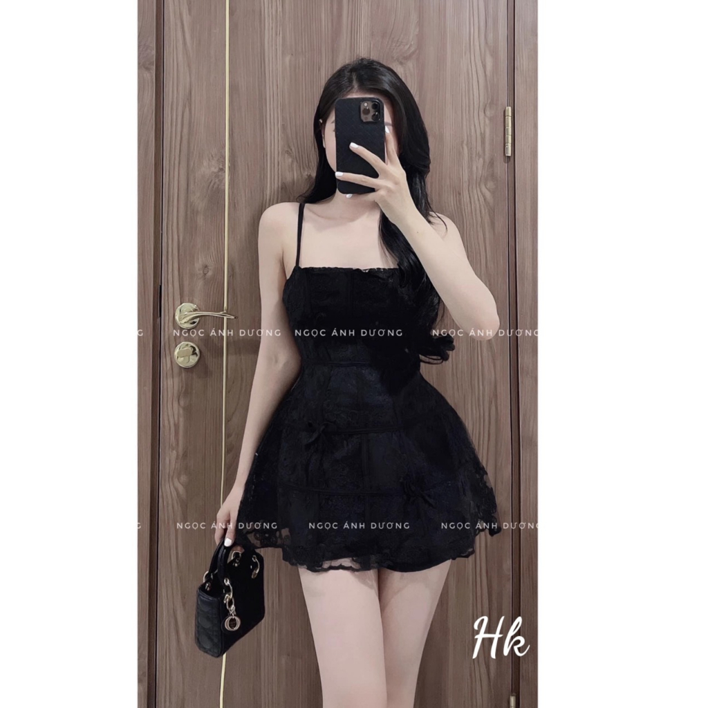 Váy 2 dây hoa kèm nơ dành cho nữ mặc đi hẹn hò đi biển đi chơi du lịch quá xịn - Thời Trang Bảo Trang - Hk66