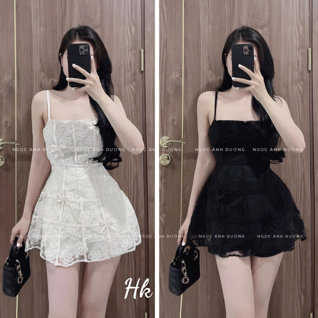 Váy 2 dây hoa kèm nơ dành cho nữ mặc đi hẹn hò đi biển đi chơi du lịch quá xịn - Thời Trang Bảo Trang - Hk66