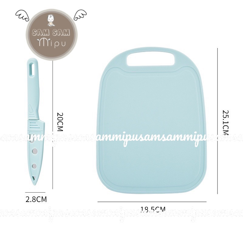 Bộ dao thớt chế biến ăn dặm 4 chi tiết phục vụ cho bé và gia đình - Shop mẹ Sam