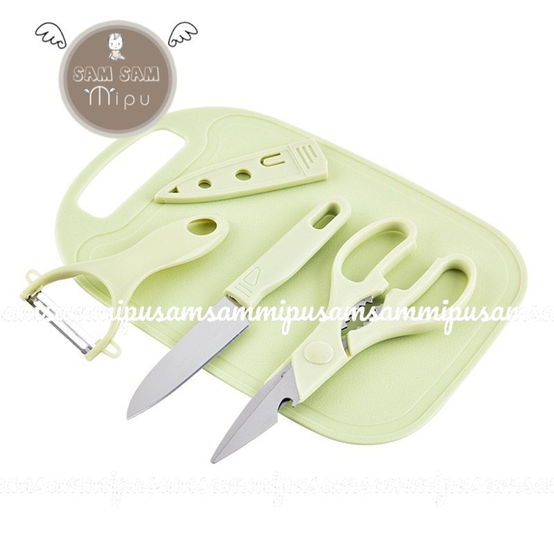 Bộ dao thớt chế biến ăn dặm 4 chi tiết phục vụ cho bé và gia đình - Shop mẹ Sam
