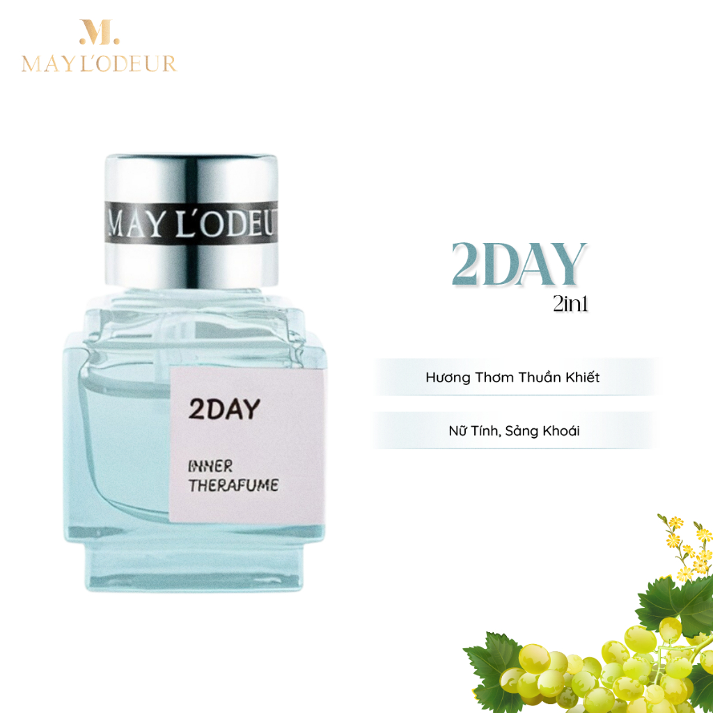 Nước Hoa Vùng Kín Chính Hãng May L'odeur Hương Thơm Tươi Mát Chiết Xuất 100% Thiên Nhiên 2Day (Màu Xanh Ngọc) 7ml