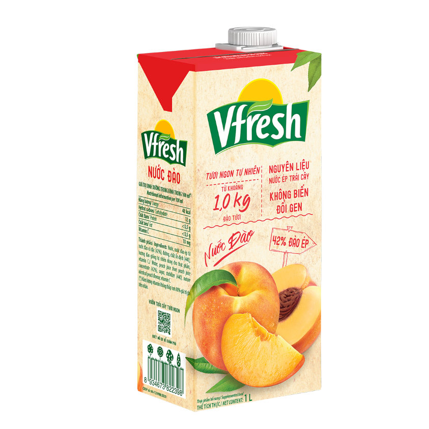 Nước trái cây vị đào Vfresh - Hộp 1L