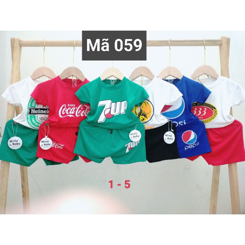 Mã 059 Bộ cộc tay thun lạnh Minly Baby Bia, Nước Ngọt 4 - 15kg