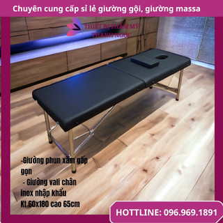 Giường vali chân inox, Giường vali gấp gọn, Giường massage gấp gọn nhập khẩu [Thiết bị spa 365]