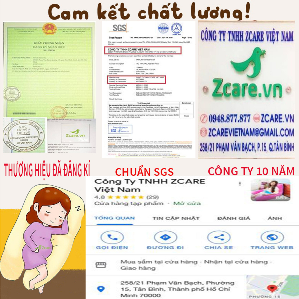 Vỏ (áo gối, drap gối) của gối ôm bà bầu chính hãng ZCARE.VN