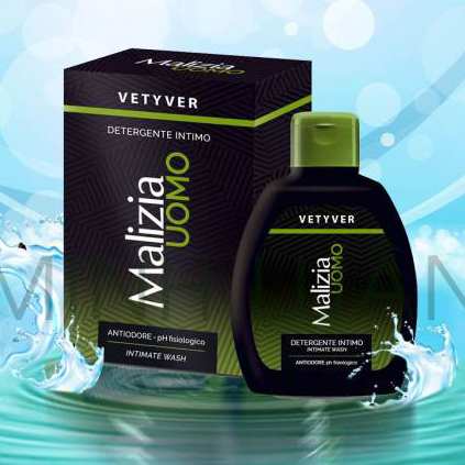 [Hàng chính hãng] Dung dịch vệ sinh nam Malizia Vetyver Uomo Italia hương hoa cỏ, kháng khuẩn làm sạch Italia 200ml