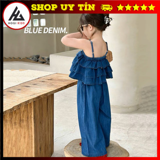 Bộ áo 2 dây quần ống rộng denim cho bé gái mùa hè cực xinh - Hogi Clothing