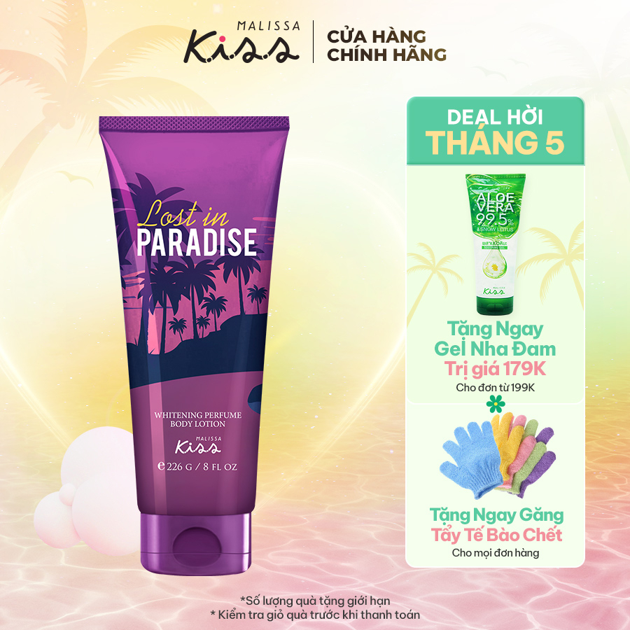 Sữa Dưỡng Trắng Da Toàn Thân Hương Nước Hoa Malissa Kiss Hương Lost In Paradise 226g