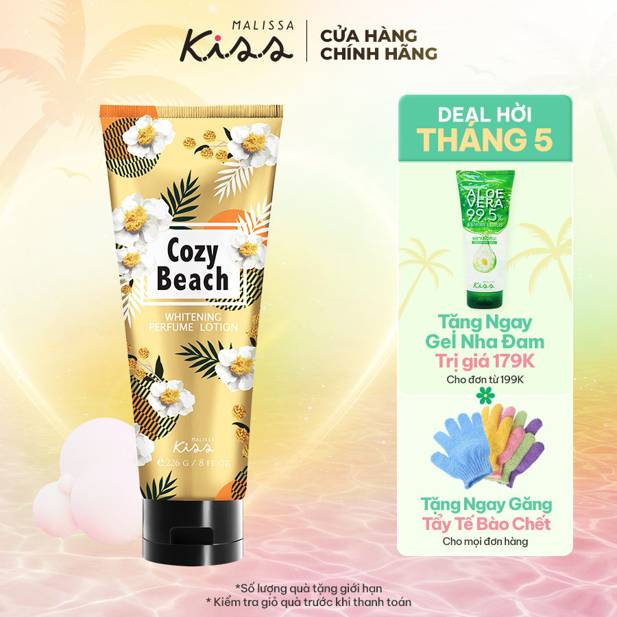 Sữa Dưỡng Trắng Da Toàn Thân Hương Nước Hoa Malissa Kiss Hương Cozy Beach 226g