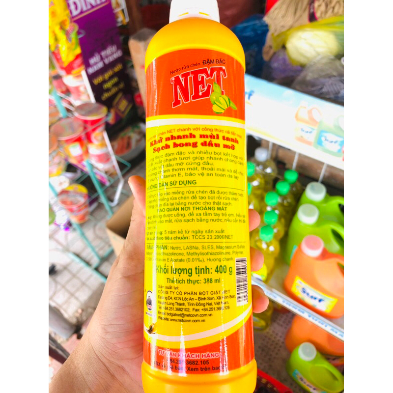 Nước rửa chén Net đậm đặc chai 400g, 800g