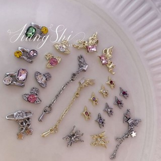 Charm nail,charm bươm xích đá trắng,hồng nail