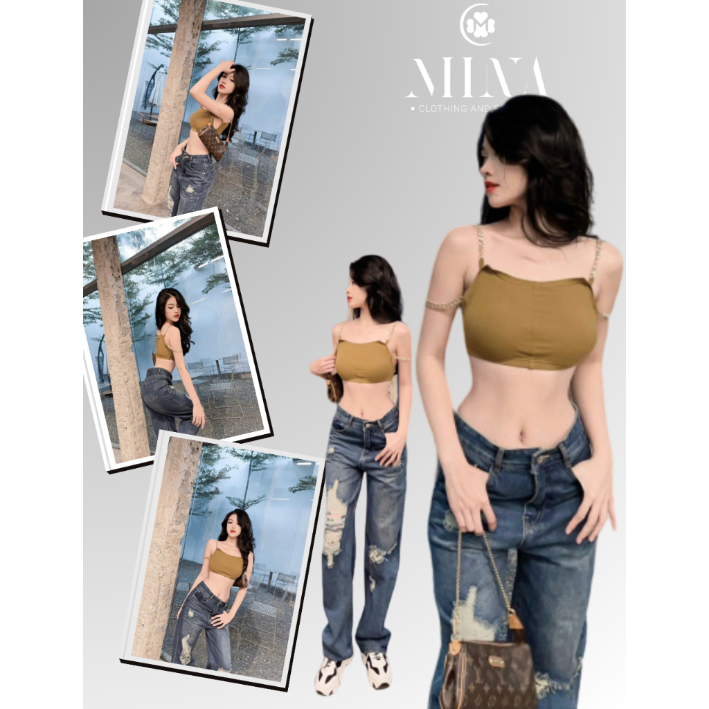 (HÀNG MỚI) Áo Croptop Ống Dây Xích Sexy (có nguyên set) mặc được nhiều kiểu 3162