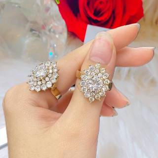 Nhẫn đồng đeo bền kiểu hoa dài