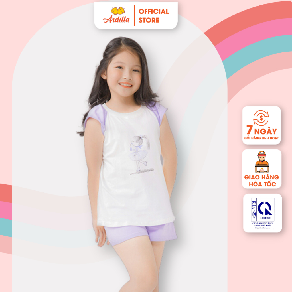 Bộ Đồ Mặc Nhà Bé Gái ARDILLA Họa Tiết Đáng Yêu, Màu Sắc Tươi Sáng, Chất Cotton Thoáng Mát Cho Bé Từ 4-9 Tuổi K92GSS20