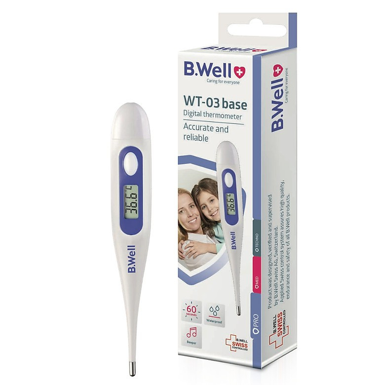 NHIỆT KẾ ĐIỆN TỬ BWELL SWISS KẸP NÁCH NHIỆT KẾ NÚM VÚ ĐO THÂN NHIỆT CHO BÉ