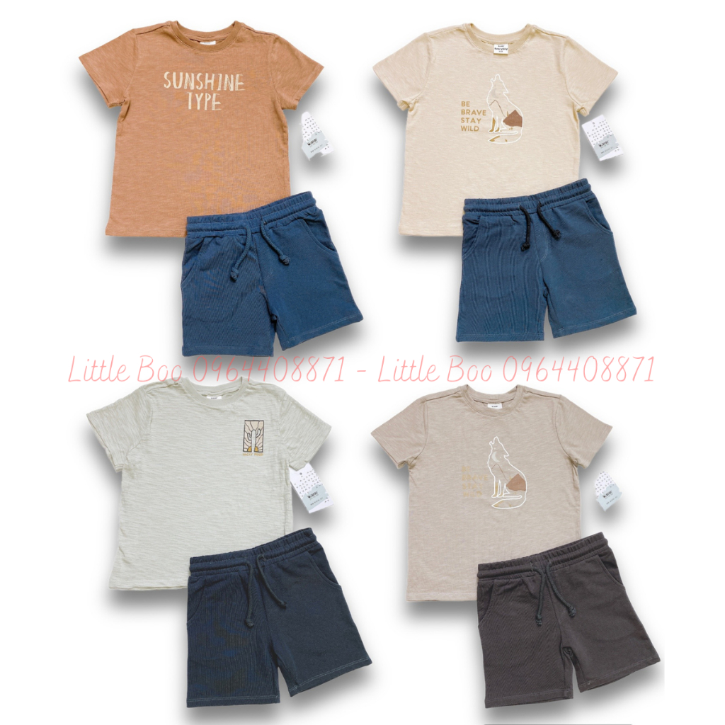 Bộ cotton hè cho bé trai hàng xuất xịn Minene nhiều mẫu (2Y - 7Y)
