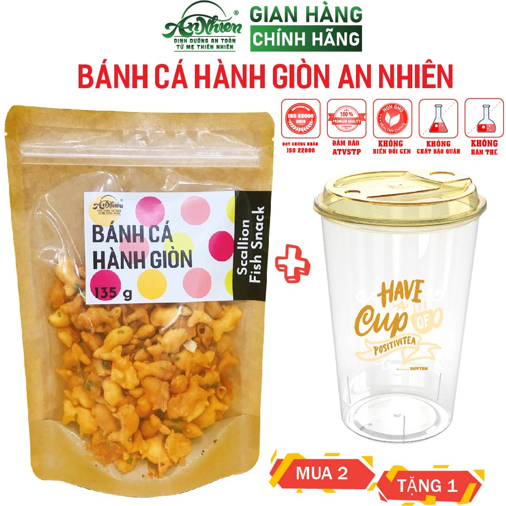 ĐỘC QUYỀN, Bánh Cá Hành Giòn 135g, Ăn Vặt Snack Ngon, Hương Vị Truyền Thống MUA 2 GÓI TẶNG 1 LY TRONG 600 ML