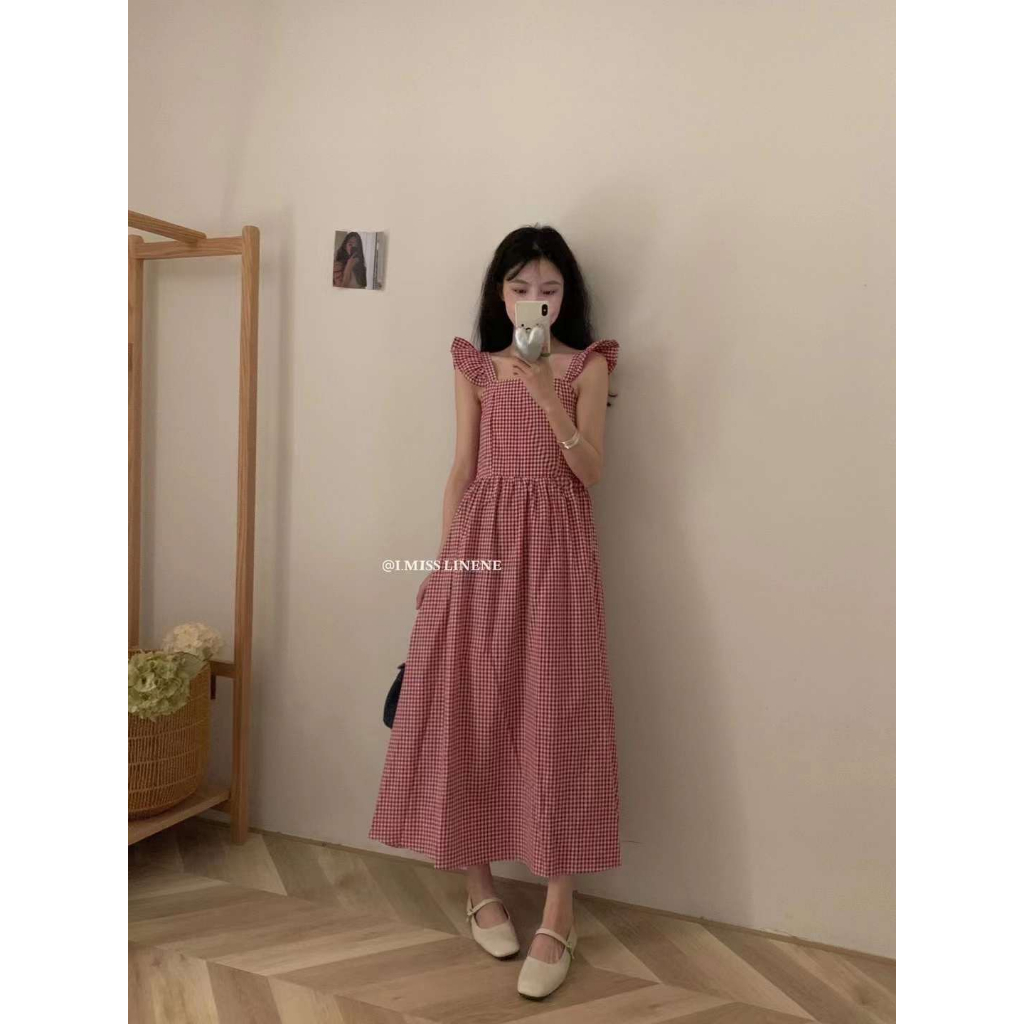 Váy Gingham suông cánh tiên 80076 IMISS