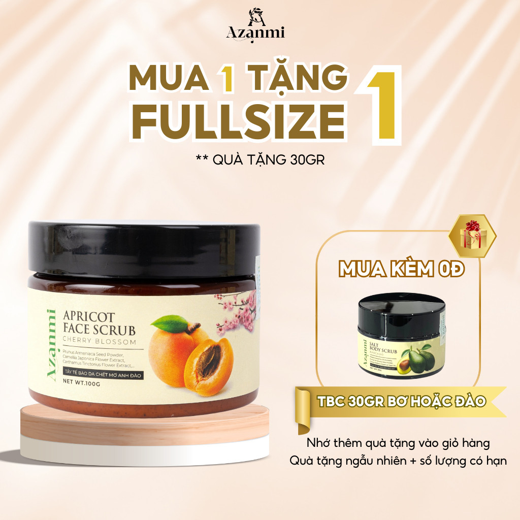 Tẩy tế bào mặt và cơ thể Mơ anh đào cho làn da mềm mại và rạng rỡ 100ml Chính Hãng AZANMI