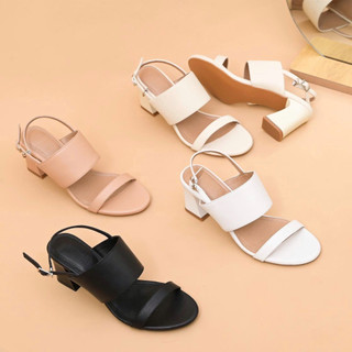 Sandal nữ da thật gót trụ cao 6cm hàng vnxk