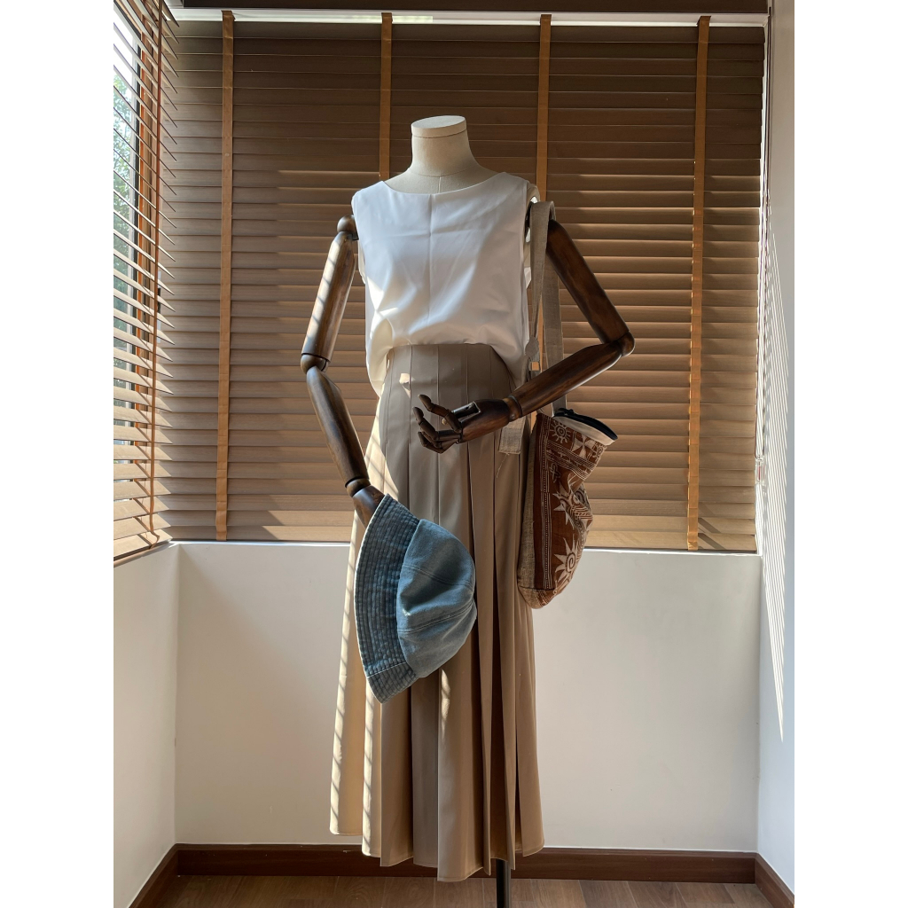 Chân váy xếp ly Hàn dáng dài chân váy midi dạo phố