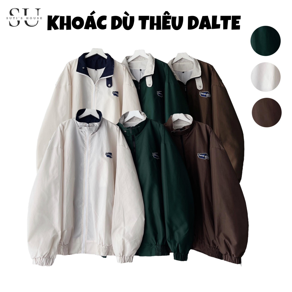 Áo Khoác Dù THÊU DALTE Cổ Trụ Nút Bấm Nhiều Màu Có Túi Trong Dù 2 Lớp Form Rộng Unisex Nam Nữ - Sutis House