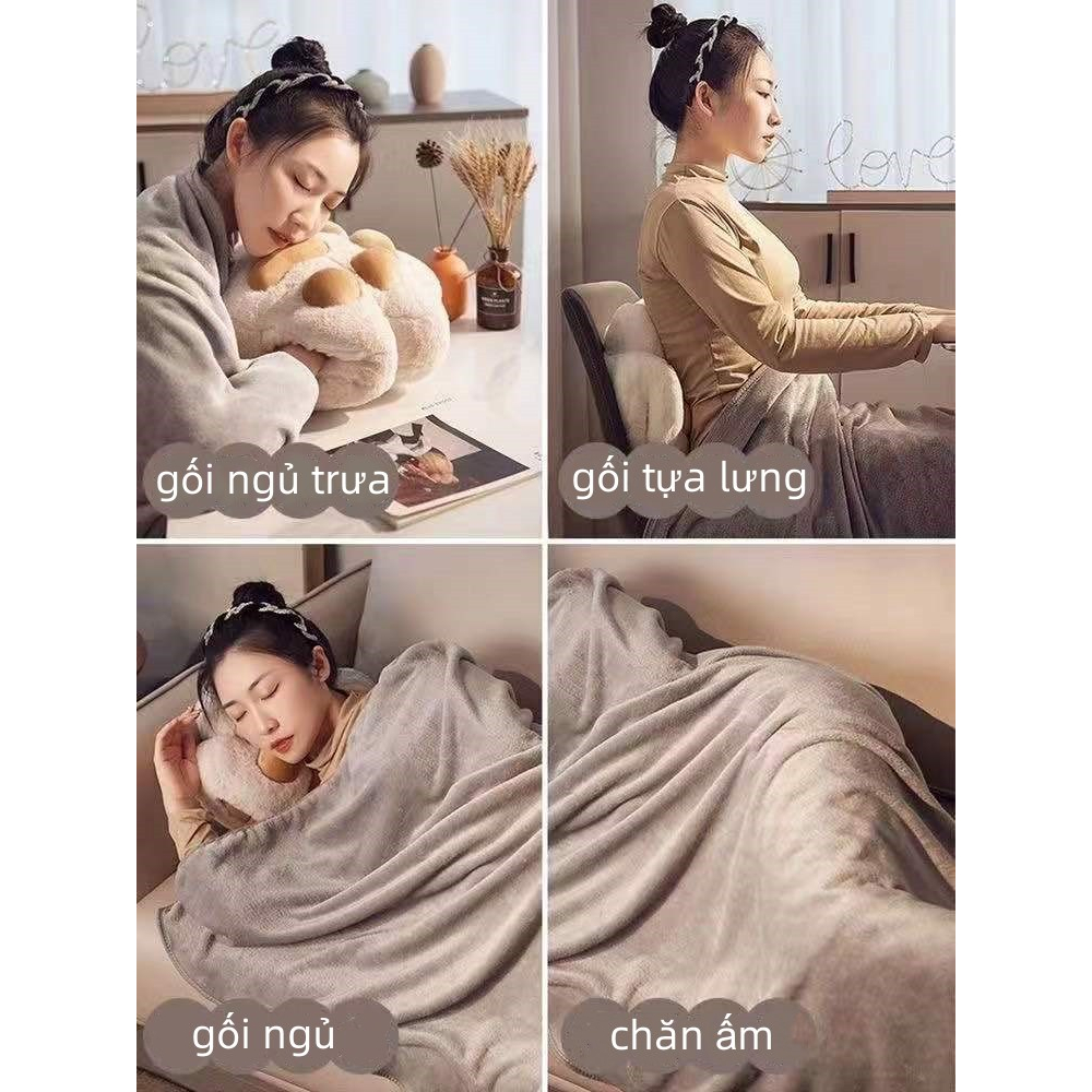 Gối ôm chân mèo dễ thương, tặng chăn 1.7m, 4 màu lựa chọn