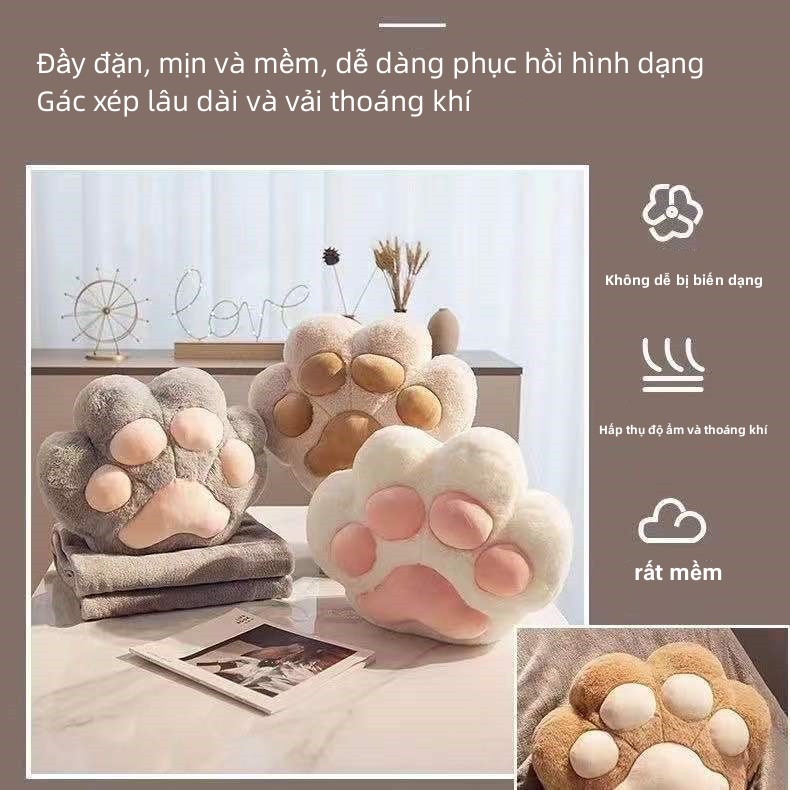 Gối ôm chân mèo dễ thương, tặng chăn 1.7m, 4 màu lựa chọn