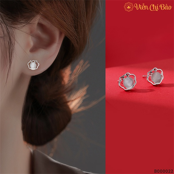 Bông tai bạc nữ khánh trường mệnh nhỏ chất liệu bạc Thái 925 thời trang phụ kiện trang sức nữ Viễn Chí Bảo B000022