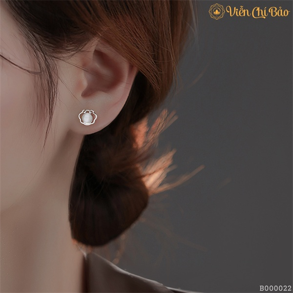 Bông tai bạc nữ khánh trường mệnh nhỏ chất liệu bạc Thái 925 thời trang phụ kiện trang sức nữ Viễn Chí Bảo B000022