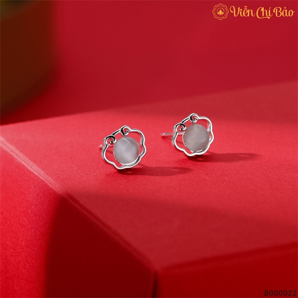 Bông tai bạc nữ khánh trường mệnh nhỏ chất liệu bạc Thái 925 thời trang phụ kiện trang sức nữ Viễn Chí Bảo B000022