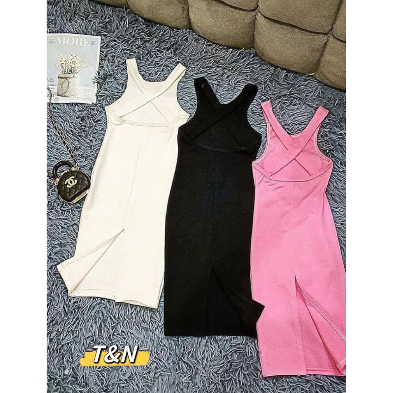 Váy  body xẻ tà đan lưng xinh xắn sang chảnh bé gái