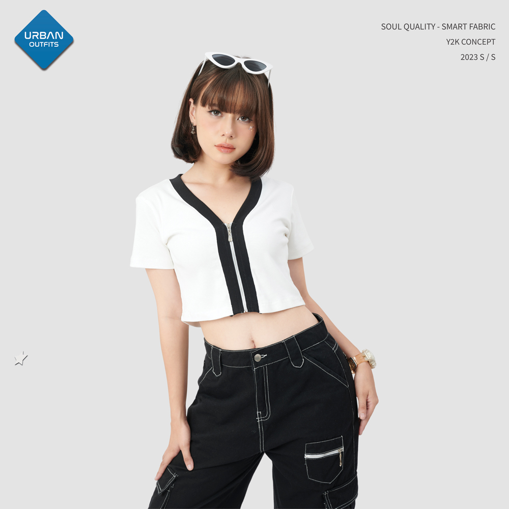 Áo Thun Nữ Croptop Zip CRT001 Urban Outfits / Aimée