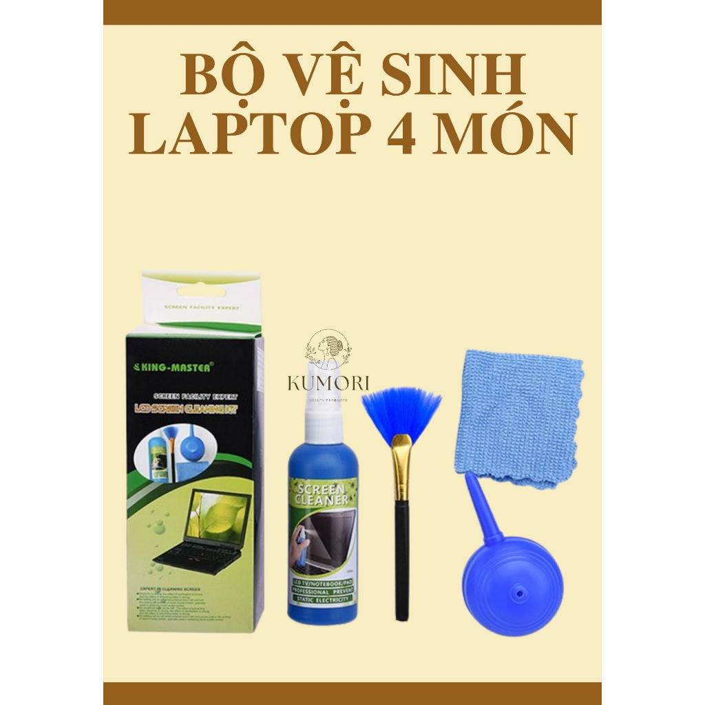 BỘ DỤNG CỤ VỆ SINH LAPTOP MÁY VI TÍNH KING MASTER combo 4 món lau chùi vệ sinh máy tính dung dịch vệ sinh màn hình