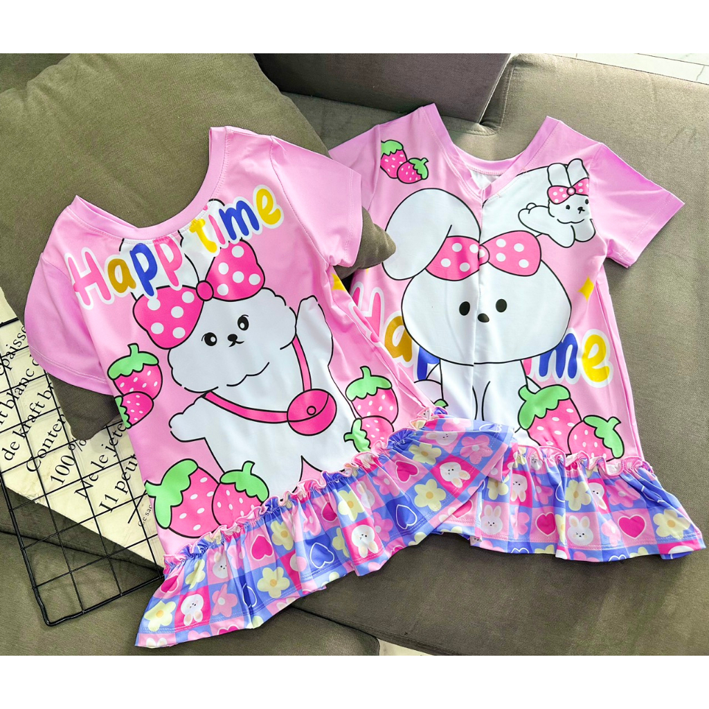 Đầm váy suông mùa hè cho bé gái hình Pony Hello kitty Mickey Doremon size 12-40kg chất cotton mềm mát