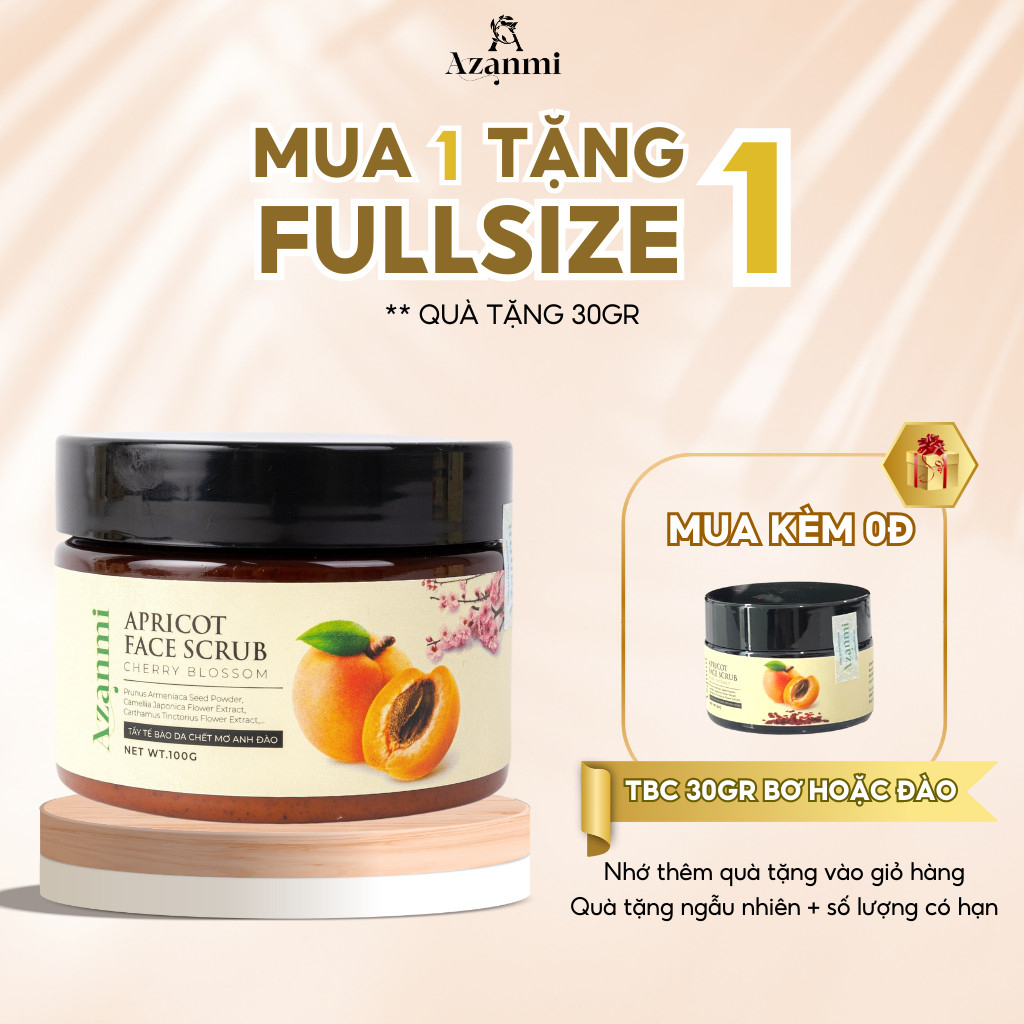 Tẩy tế bào mặt và cơ thể Mơ anh đào cho làn da mềm mại và rạng rỡ 100ml Chính Hãng AZANMI