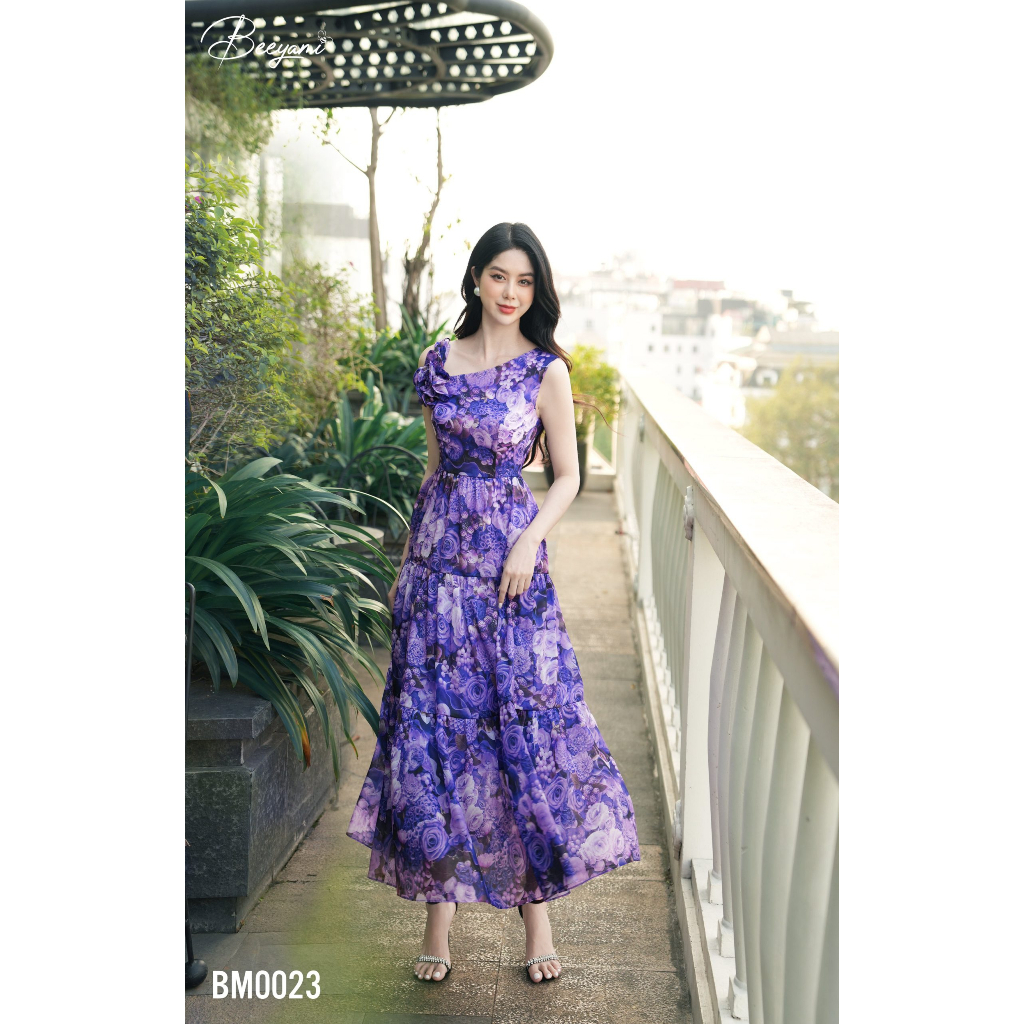 Đầm Xòe Maxi Vải Tằm Óng Ngọc Trai Venus Dress, Vải tơ tằm óng ngọc trai cao cấp, Màu sắc: Hồng đậm, tím - BM0048