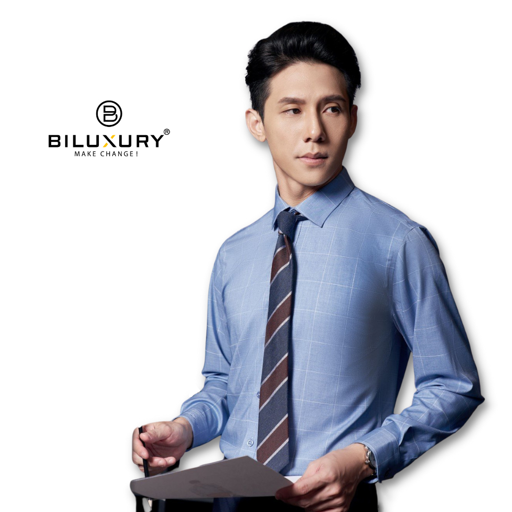 Áo sơ mi nam dài tay Biluxury 6SMDC011XDM họa tiết phom Casual thời trang văn phòng lịch lãm