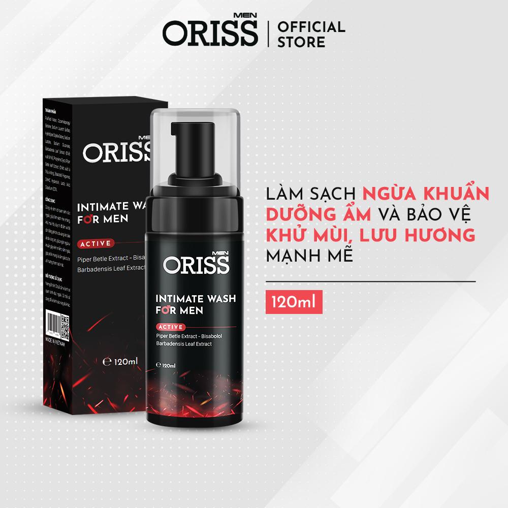 Bọt Vệ Sinh Nam Giới Oriss Active Sạch Khuẩn Khử Mùi Không Gây Kích Ứng Mùi Hương Nam Tính 120ml