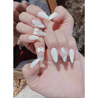 Mẫu nail trắng cô dâu, kỉ yếu - mã 055 - nailbox thiết kế