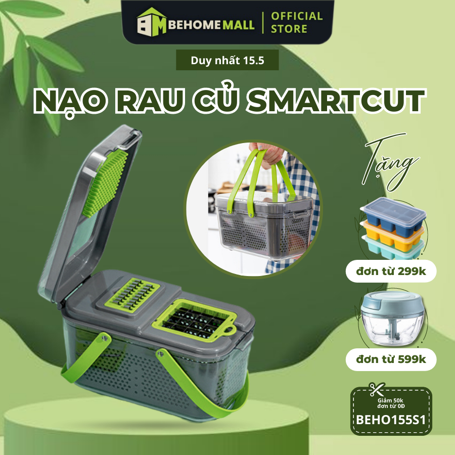 Bàn bào rau củ SmartCut BEHOMEMALL bộ dụng cụ bào cắt tiện lợi có quay xách mang đi [HÀNG XUẤT MỸ]