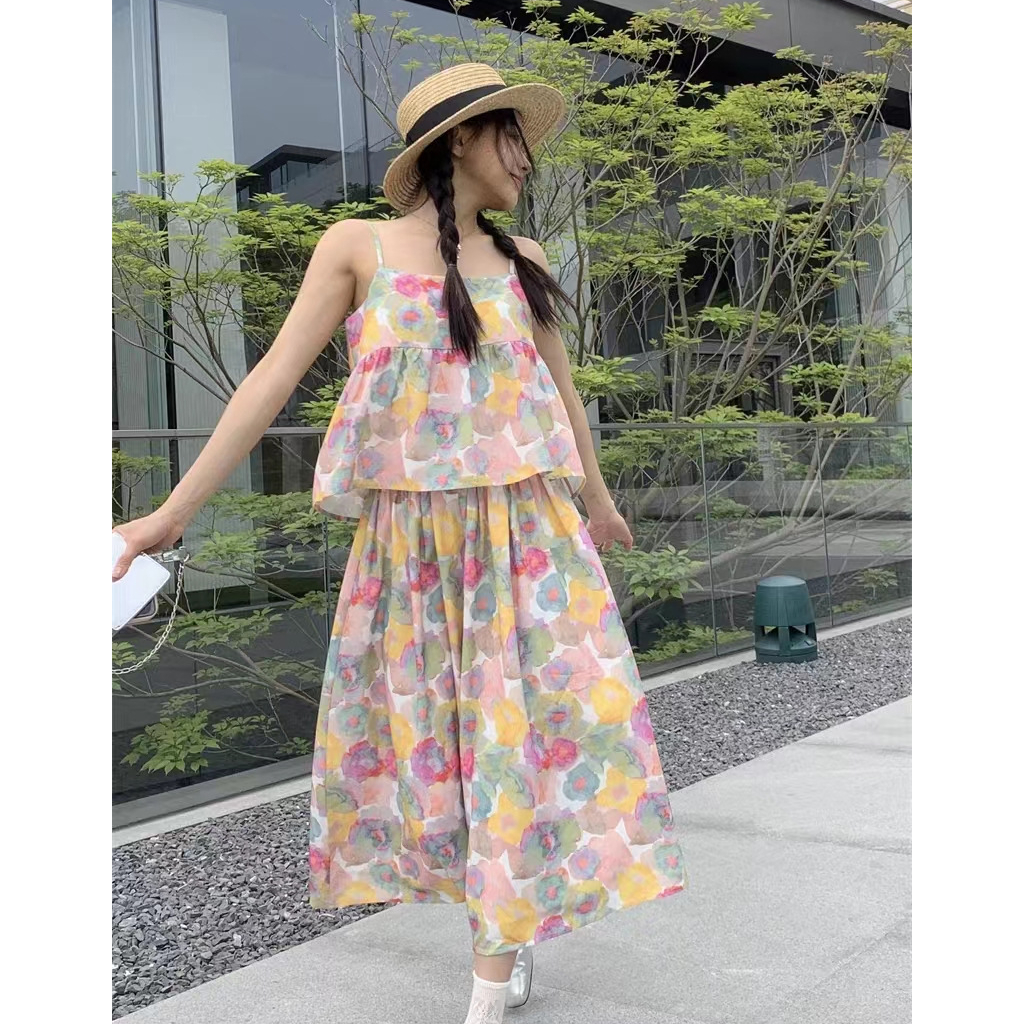 Đầm hai dây hai mảnh hoa nhí rực rỡ siêu ngọt ngào - V45