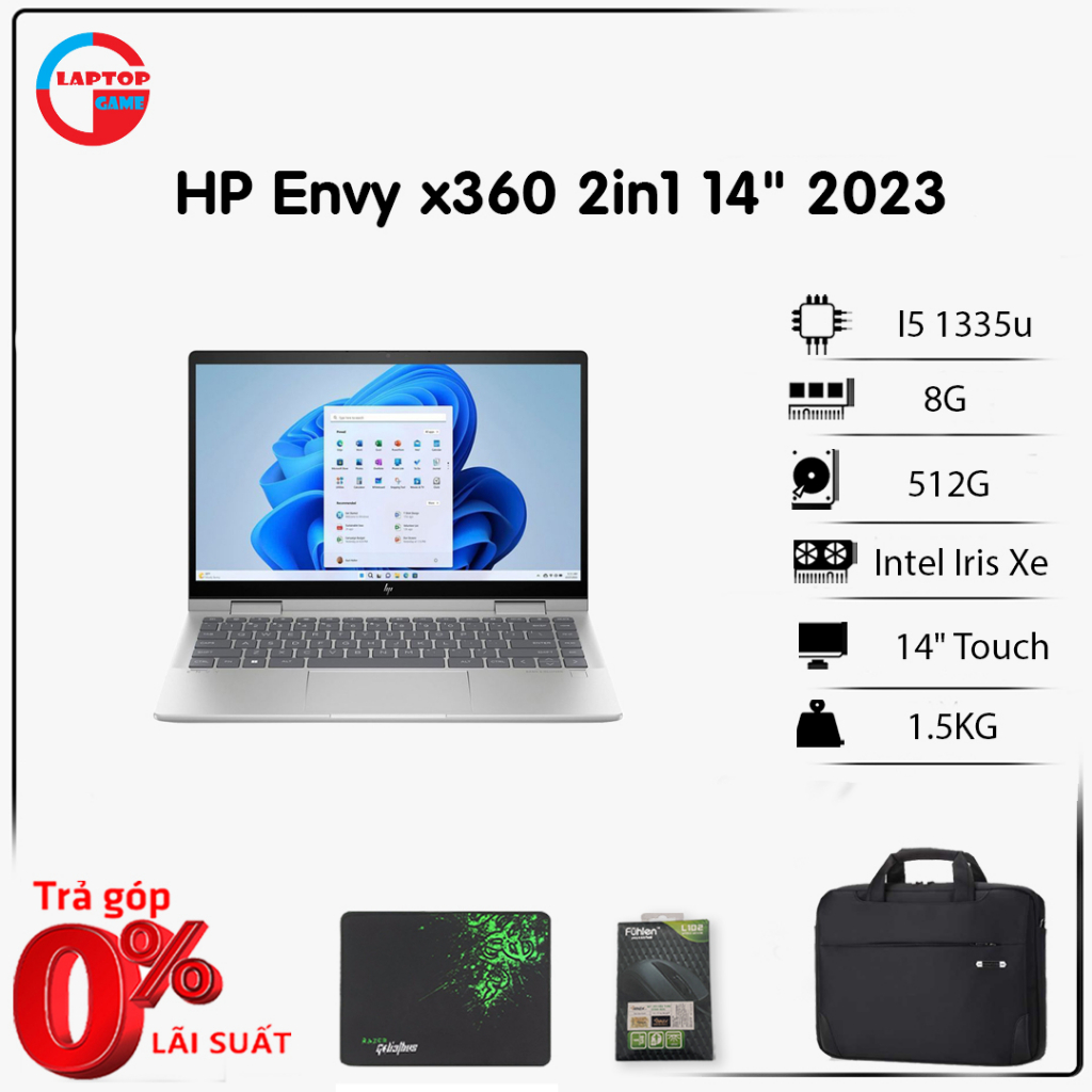Laptop HP Envy x360 2-in-1 14-es0013dx 2023 (Core i5-1335U, 8GB, 512GB, Iris Xe Graphics, 14" FHD Touch)