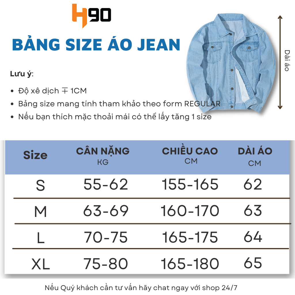 Áo Khoác Jean Unisex Nam Nữ H90 Basic 3 Màu, Áo Khoác Bò Chất Denim Không Co Giãn Form Rộng HJKJ007