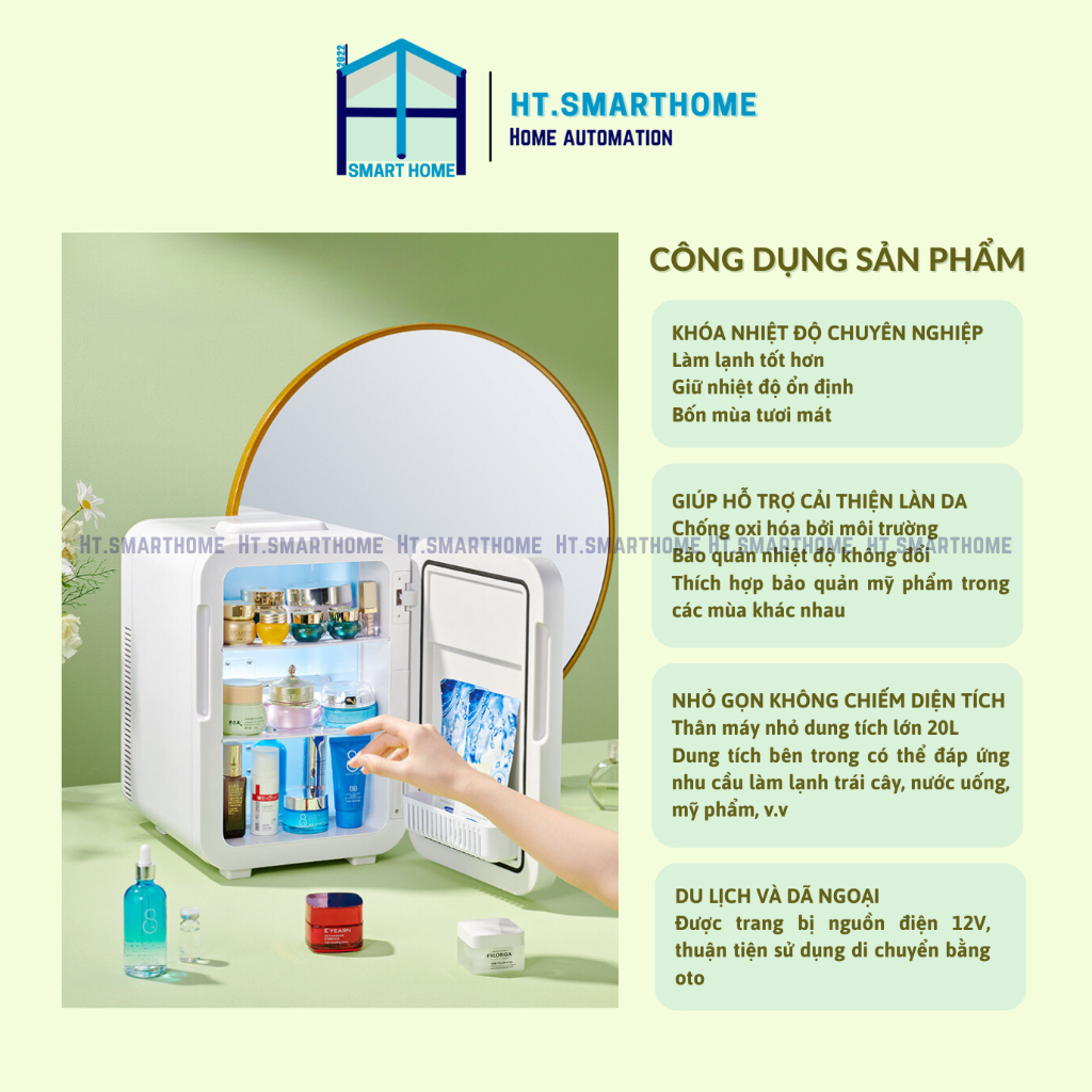 Tủ lạnh mini bảo quản mỹ phẩm, sữa mẹ Refrigerator 20L - Tủ lạnh du lịch dã ngoại để ô tô