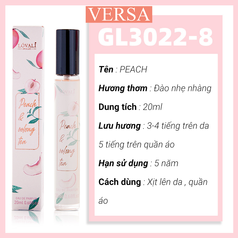 Nước hoa nữ LOVALI - PEACH lưu hương lâu cuốn hút nam giới cho học sinh, sinh viên  20ml LV01