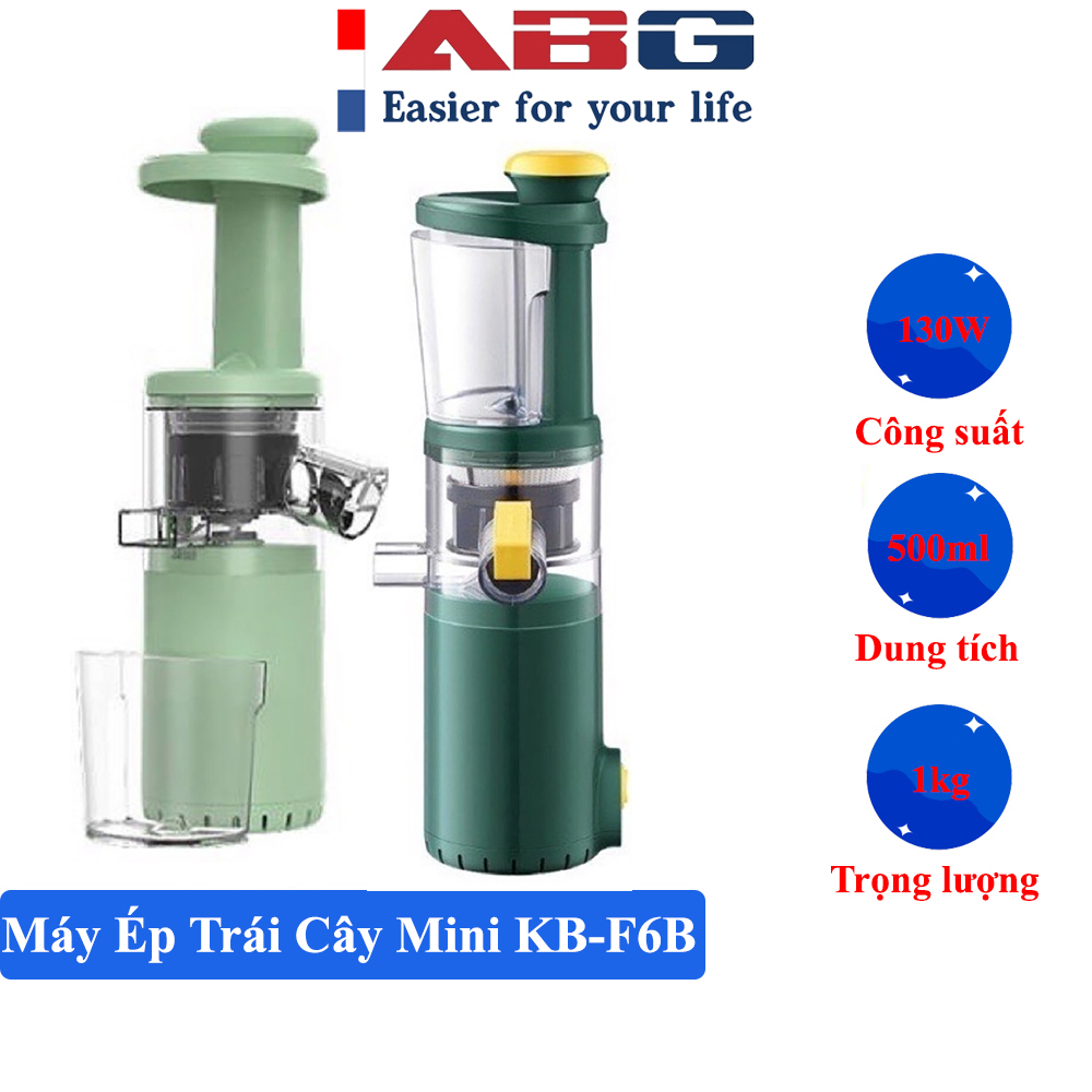 Máy ép tốc độ chậm mini ABG KB-F6B công suất 130W, máy xay hoa quả, trái cây, cầm tay nhỏ gọn, tiện lợi