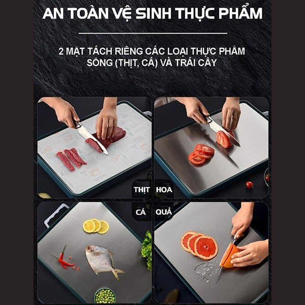 Thớt Rã Đông Thực Phẩm Inox 304 Kháng Khuẩn, Ẩm Mốc - Thớt Làm Bếp Đa Năng Cường Lực